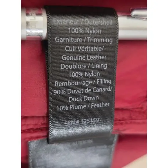 Mackage Queren convertible down puffer coat vest leather trim - red - small - Picture 13 of 16